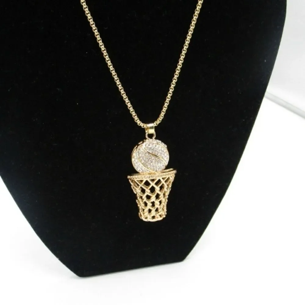 Basketball Pendants Necklace/Rhinestone Men/Women